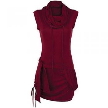 RED by EMP Burgundy High Neck Dress for Women (M to L)