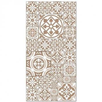 Tapis vinyle effet carreaux de ciment brun 100x140cm
