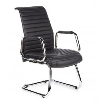 HJH Office 600901 ASPERA V Konferenzstuhl – Schwarzleder mit Armlehnen