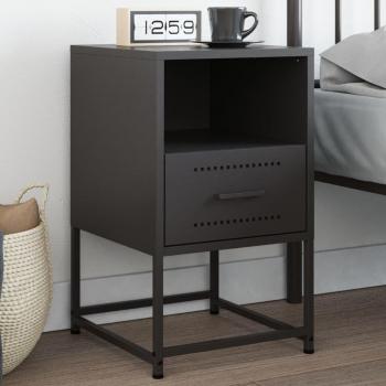 Cabinet for Bedside, Black, 36x39x60.5 cm, Steel, vidaXL