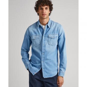 Camisa Casual Azul Hombre 100% Algodón Hammond