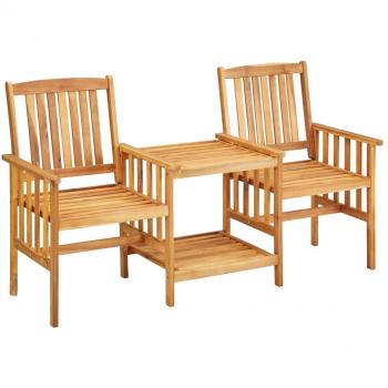 VidaXL Patio Chairs with Tea Table 62.6x24x36.2 Solid Acacia Wood