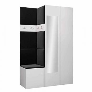 Conjunto de recibidor Hartford 350, 186x116x44cm, Espejo, Blanco, Aglomerado Laminado, Montaje en pared