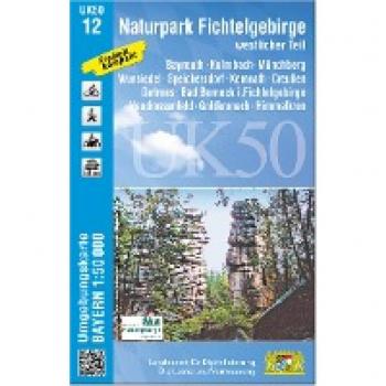 UK50-12 Naturpark Fichtelgebirge, westlicher Teil: Bayreuth, Kulmbach, Münchberg, Wunsiedel, Speichersdorf, Kemnath, Creußen, Gefrees, Bad Berneck ... Karte Freizeitkarte Wanderkarte)
