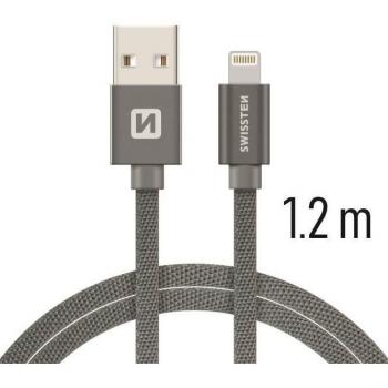 Câble Swissten 1,2 m Lightning Textile Gris