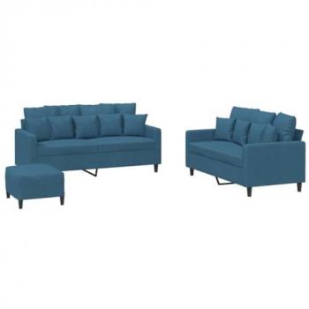 VidaXL 3-tlg. Sofagarnitur aus Samt in Blau
