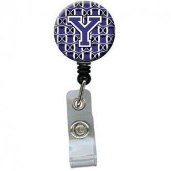 Caroline's Treasures Purple and White Football Badge Reel