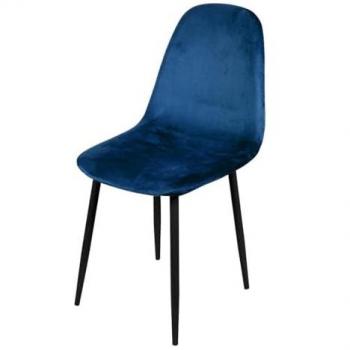 Set di 4 Sedie Lolly Blu Velvet con Sedia a Metallo Nero