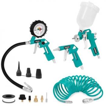 Kit Vonroc 4 pièces – Pneu pressuriseur, pistolet à air, pistolet de peinture, tube spirale