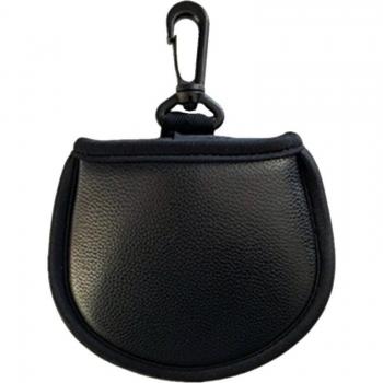 Golf Ball Reiniger Tasche aus PU-Leder mit Clip, schwarz und marine
