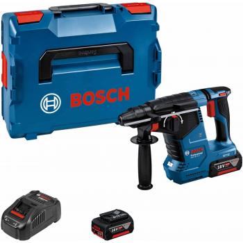Bosch GBH 18V-24 C Cordless Brushless SDS Plus Hammer Drill Kit with 2 x 5Ah Li-ion Batteries, Charger, and Carrying Case