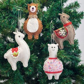 FAROOT 4PCS Alpaca Ornaments for Christmas Tree