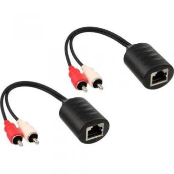 Extenseur audio InLine® passif via LAN, 2x RCA mâle à 1x RJ45 femelle, signaux analogiques, distance max 50m, set : émetteur + récepteur