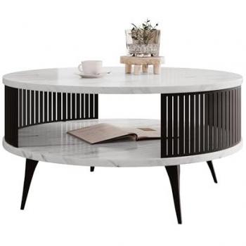 Sordore 100 Table Ronde : Noir + Marbre – 75 cm de diamètre