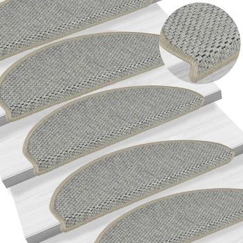 Día y Noche Alfombrilla autoadhesiva escalera sisal 15 uds gris 65x21x4 cm