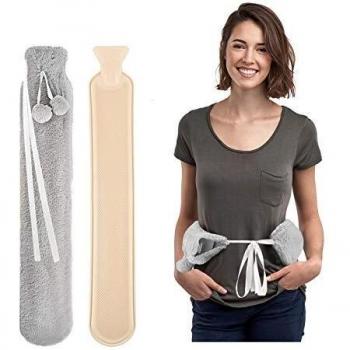 L Rubber Hot Water Bottle with Plush Cover