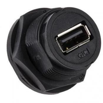 Conector USB Hembra IP67 Montaje en Panel 1.5A