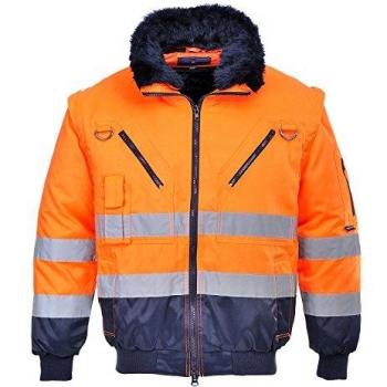 Portwest PJ50ONRXL Hi-Vis 3-in-1 Pilot Jacket XL Orange/Navy