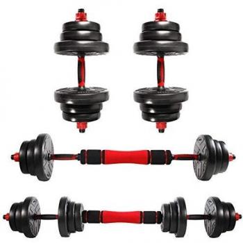 CCLIFE 2in1 Hantelsystem – Schwarze Kurzhantel (15 kg) + verstellbare Langhantel (20–40 kg)