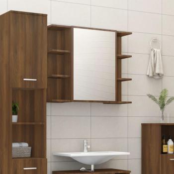 80x20.5x64 cm Brown Oak Bathroom Mirror Cabinet by vidaXL