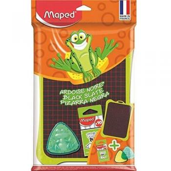 Ensemble d'Ardoise Scolaire Maped Graphite Double Face avec Éponge et 10 Craies Blanches