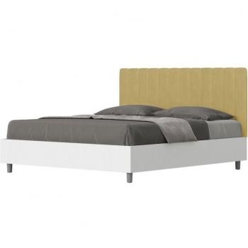 Letto Matrimoniale 160x200 Ityhome Bianco Frassino Testata in Microfibra Kaia Ocra