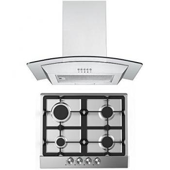 GH605SS Gas Hob and 60cm Curved Glass Chimney Kitchen Hood Bundle