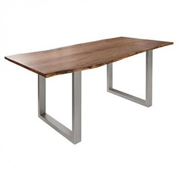Massivholztisch Freeform 3 Akazie 120x90x76 cm natur mit silbernen U-Beinen