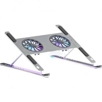 RGB Light Laptop Stand Cooling Fan Gaming Laptop Stand Aluminum Foldable Cooler for Notebook Laptop Macbook Adjustable Holder