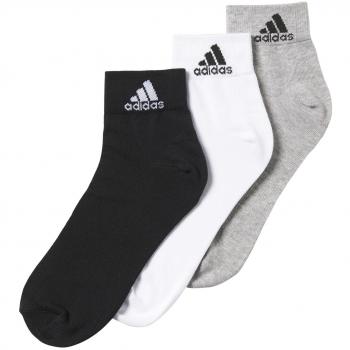 Adidas Performance 3‑Pair Ankle Thins, Black/Gray/White, EU 35‑38