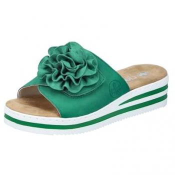 Rieker Pantolette mit Klettverschluss – Sommerschuh, Poolslide, Strandschuh, Keilabsatz