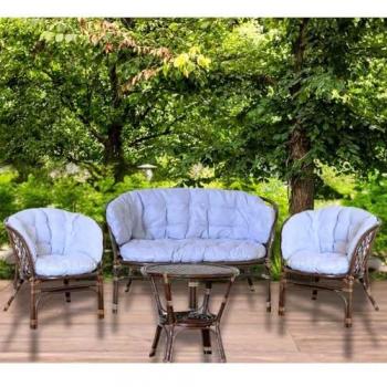 Salotto da giardino Bahama in bambù marrone con cuscini gratuiti