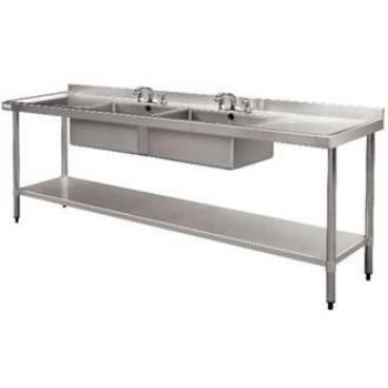 Vogue U910 Doppelbecken‑Modul mit integrierter Abtropfgestell‑Anlage (2400 mm)