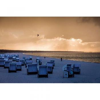 Herbstwinde am Strand auf Zingst, Calvendo Premium Textil-Leinwand 45 x 30 cm Querformat