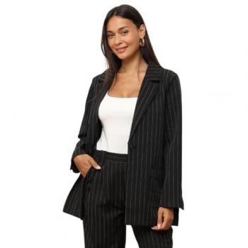 Veste de costume noire à rayures