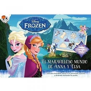 Frozen. El maravilloso mundo de Anna y Elsa: Con 4 puzles y una plantilla para dibujar.