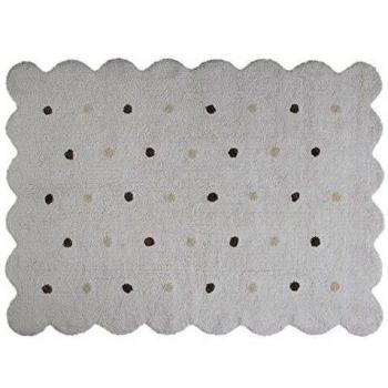 Tapis lavable en coton forme biscuit blanc 120x160 cm