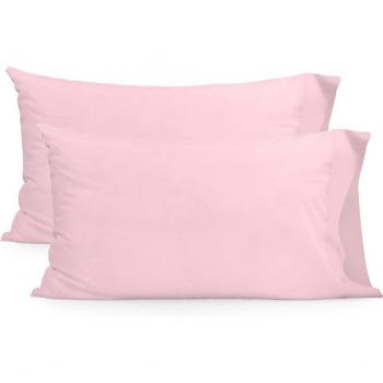 Funda de almohada HappyFriday BASIC Rosa claro 50 x 75 cm (2 Unidades)