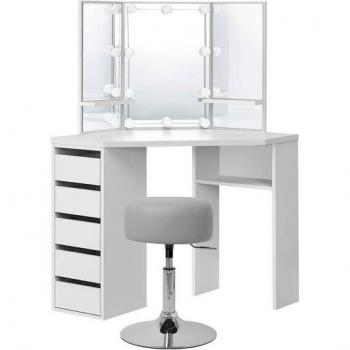 Table de Maquillage Blanche avec Éclairage