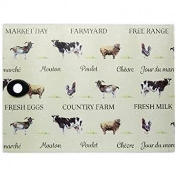 KitchenCraft 'Farmyard' Toughened Glass Cutting Board, 40 x 30 cm