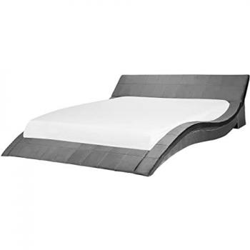 Lit Super King Size en Velours Gris 180x200 cm avec Sommier à Lattes