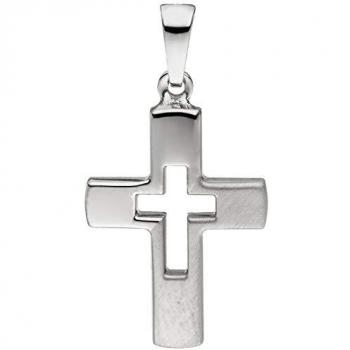Kreuzanhänger aus 925 Sterling Silber – matte Oberfläche