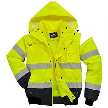 Oxford Weave 300D Class 3 Hi Vis Contrast Bomber Jacket Yellow / Black L