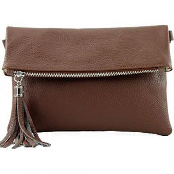 Umhände-Clutch Modamoda T167 – Braun, Leder klein
