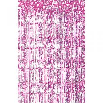 Festive Shimmer Reindeer Window Curtain – Pink, 2.5 m × 1 m Christmas Design