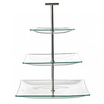 Square Tiered Cake Plates with Metal Stand for Afternoon Tea