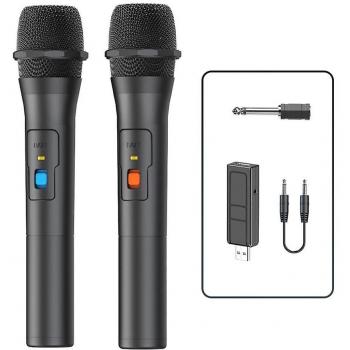 Microphones sans fil 2 pcs – Récepteur USB, haut-parleur, portable maison