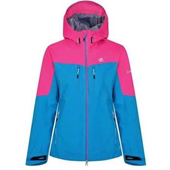 Dare 2b Damen Surfiest Outdoor Wanderjacke, Wasserdicht und Atmungsaktiv, Blau Juwel/Cyber Pink, 40