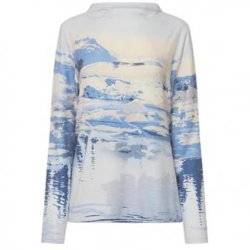Damen Sweatshirt in großen Größen, blau, XL, mit Stehkragen, Polyester/Viskose
