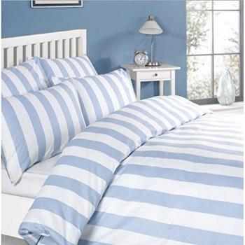 Louisiana Bedding Single Size Blue & White Striped Duvet Cover Set